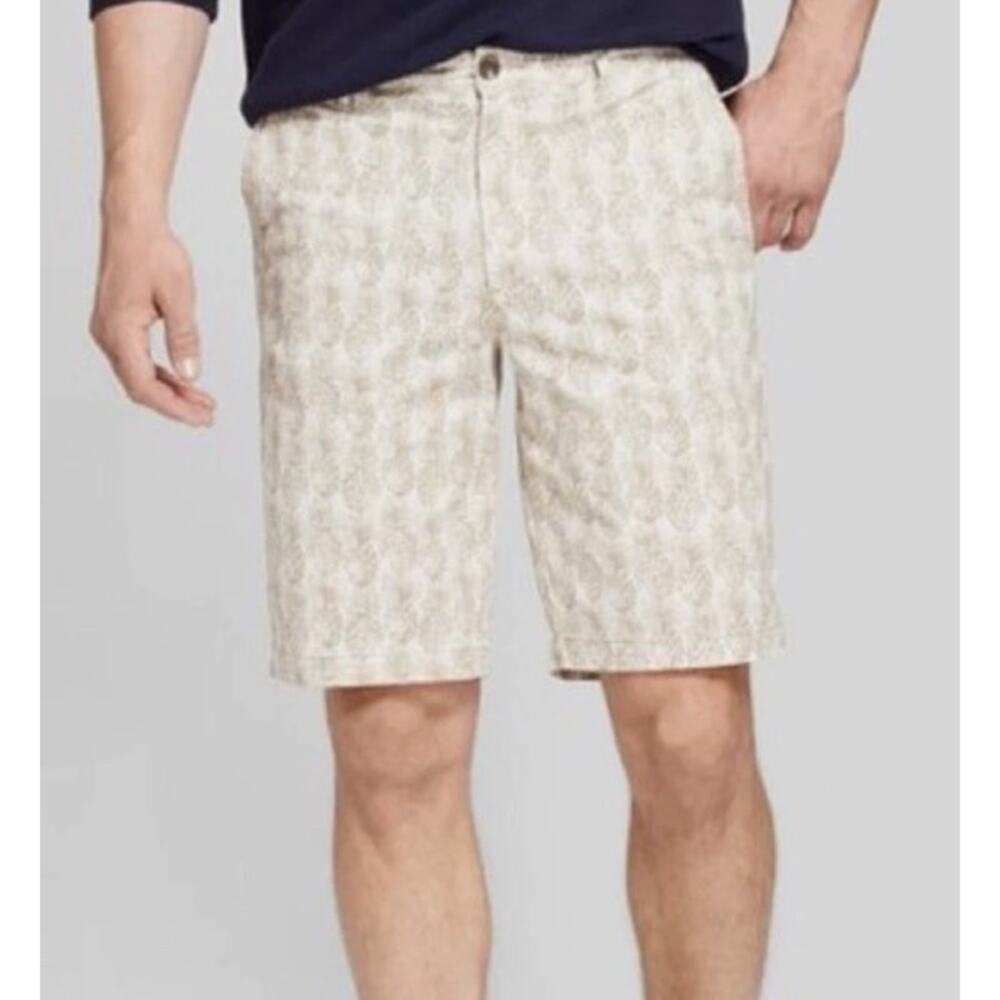 Goodfellow & Co Tan Beige Pineapple Khaki Linden Shorts, size 34